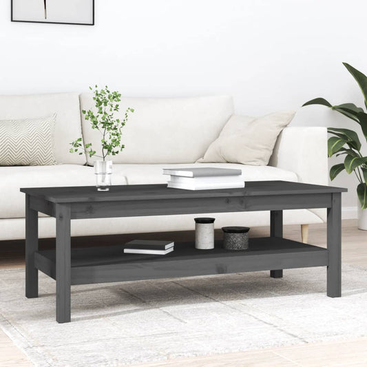 Konferenční Stolek Šedý 110 X 50 X 40 Cm Masivní Borové Dřevo