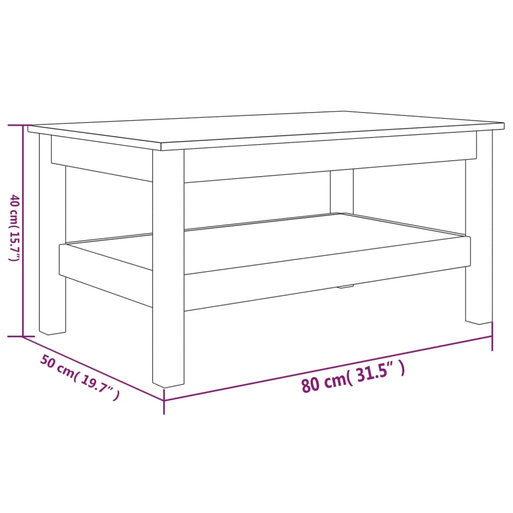 Konferenční Stolek 80 X 50 X 40 Cm Masivní Borové Dřevo