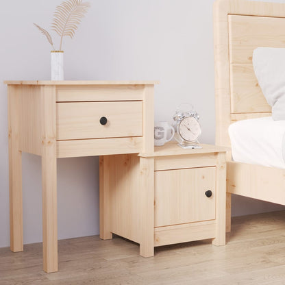 Noční Stolky 2 Ks Černé 79,5X38X65,5 Cm Masivní Borové Dřevo