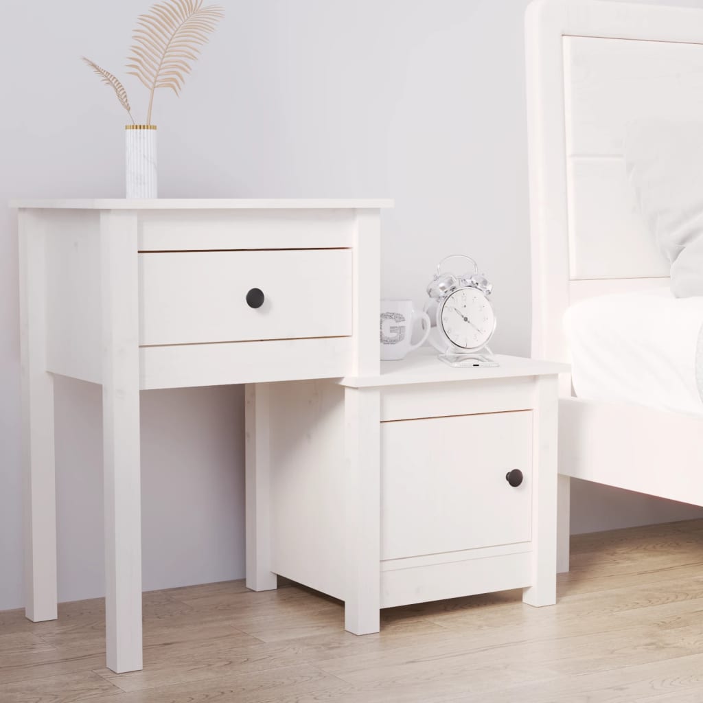 Noční Stolky 2 Ks Černé 79,5X38X65,5 Cm Masivní Borové Dřevo