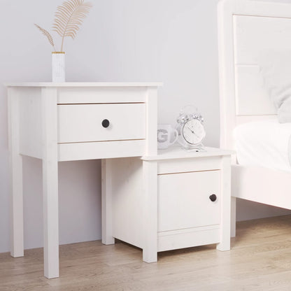 Noční Stolky 2 Ks Černé 79,5X38X65,5 Cm Masivní Borové Dřevo