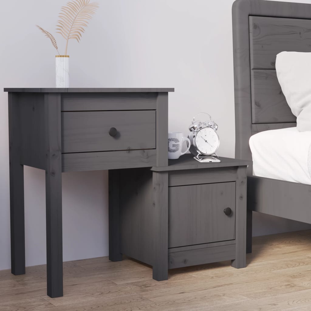 Noční Stolky 2 Ks Černé 79,5X38X65,5 Cm Masivní Borové Dřevo
