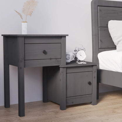 Noční Stolky 2 Ks Černé 79,5X38X65,5 Cm Masivní Borové Dřevo