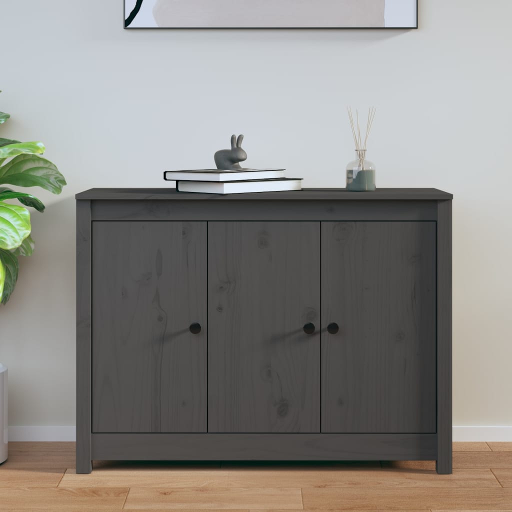 Příborník Šedý 100 X 35 X 74 Cm Masivní Borové Dřevo