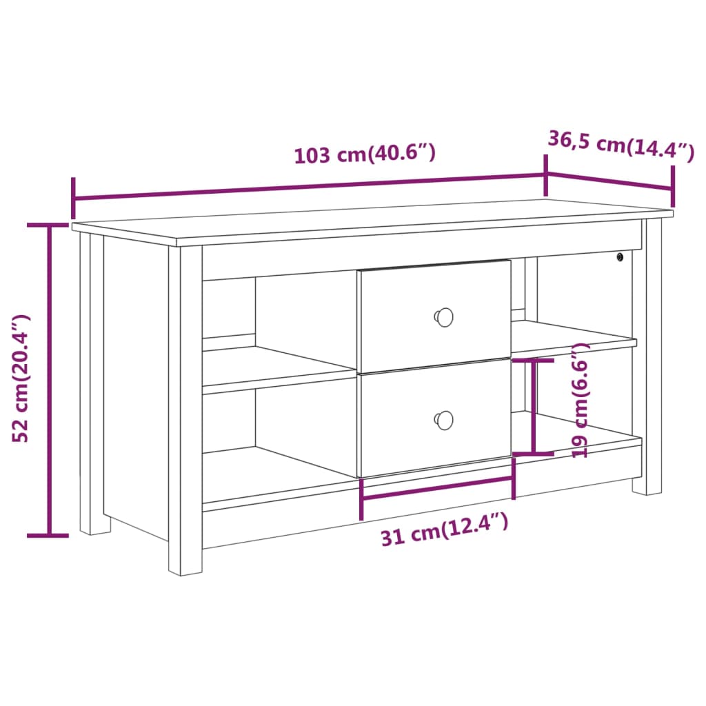 Tv Skříňka 103 X 36,5 X 52 Cm Masivní Borové Dřevo