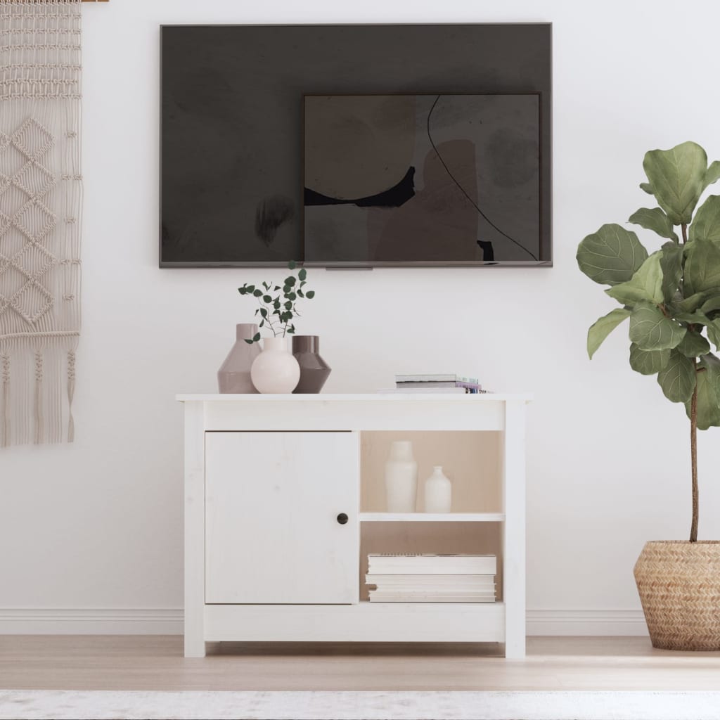 Tv Skříňka Šedá 70 X 36,5 X 52 Cm Masivní Borové Dřevo