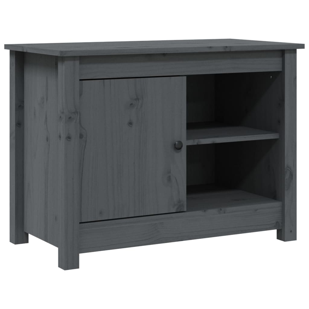 Tv Skříňka Šedá 70 X 36,5 X 52 Cm Masivní Borové Dřevo