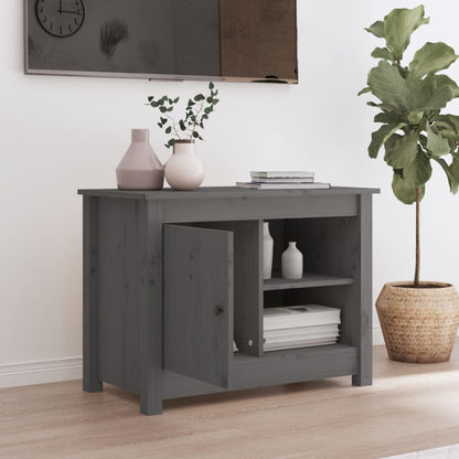 Tv Skříňka Šedá 70 X 36,5 X 52 Cm Masivní Borové Dřevo