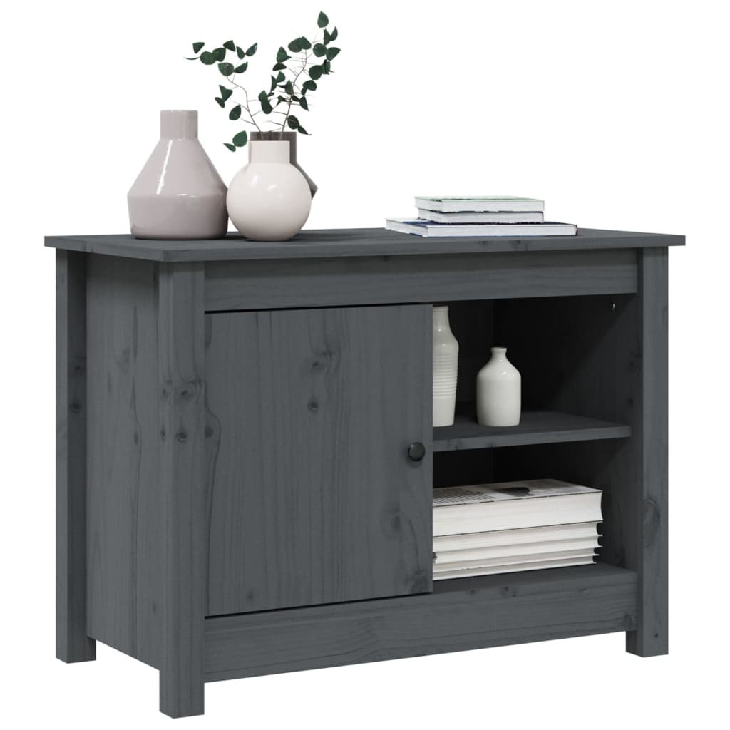 Tv Skříňka Šedá 70 X 36,5 X 52 Cm Masivní Borové Dřevo