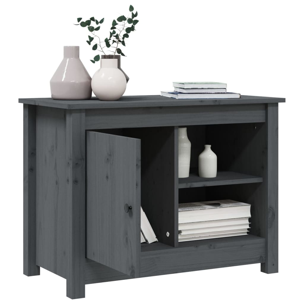 Tv Skříňka Šedá 70 X 36,5 X 52 Cm Masivní Borové Dřevo