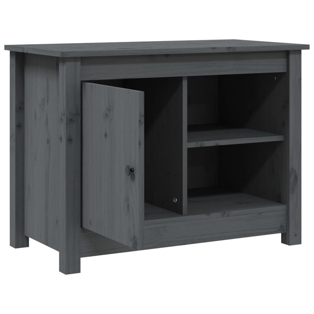 Tv Skříňka Šedá 70 X 36,5 X 52 Cm Masivní Borové Dřevo