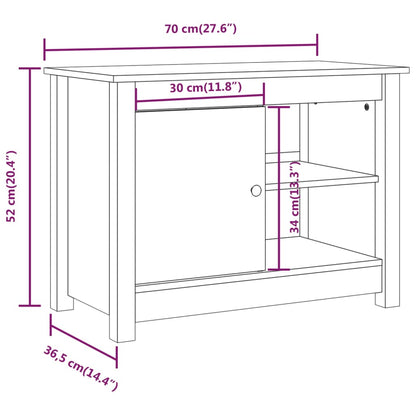 Tv Skříňka Šedá 70 X 36,5 X 52 Cm Masivní Borové Dřevo