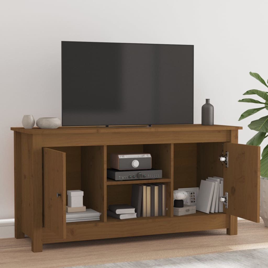 Tv Skříňka Medově Hnědá 103 X 36,5 X 52 Cm Masivní Borové Dřevo
