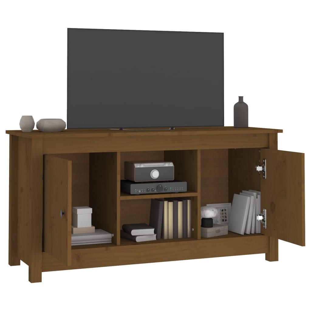 Tv Skříňka Medově Hnědá 103 X 36,5 X 52 Cm Masivní Borové Dřevo