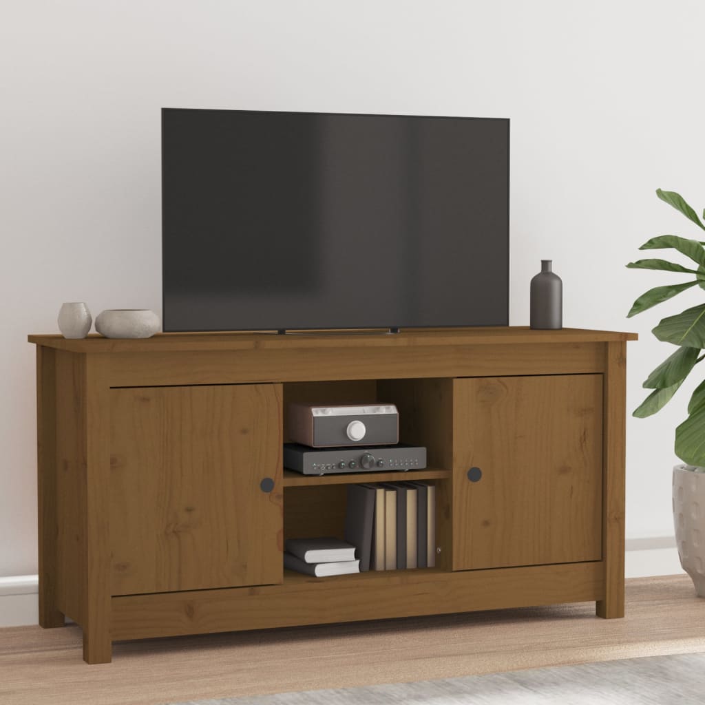 Tv Skříňka Medově Hnědá 103 X 36,5 X 52 Cm Masivní Borové Dřevo