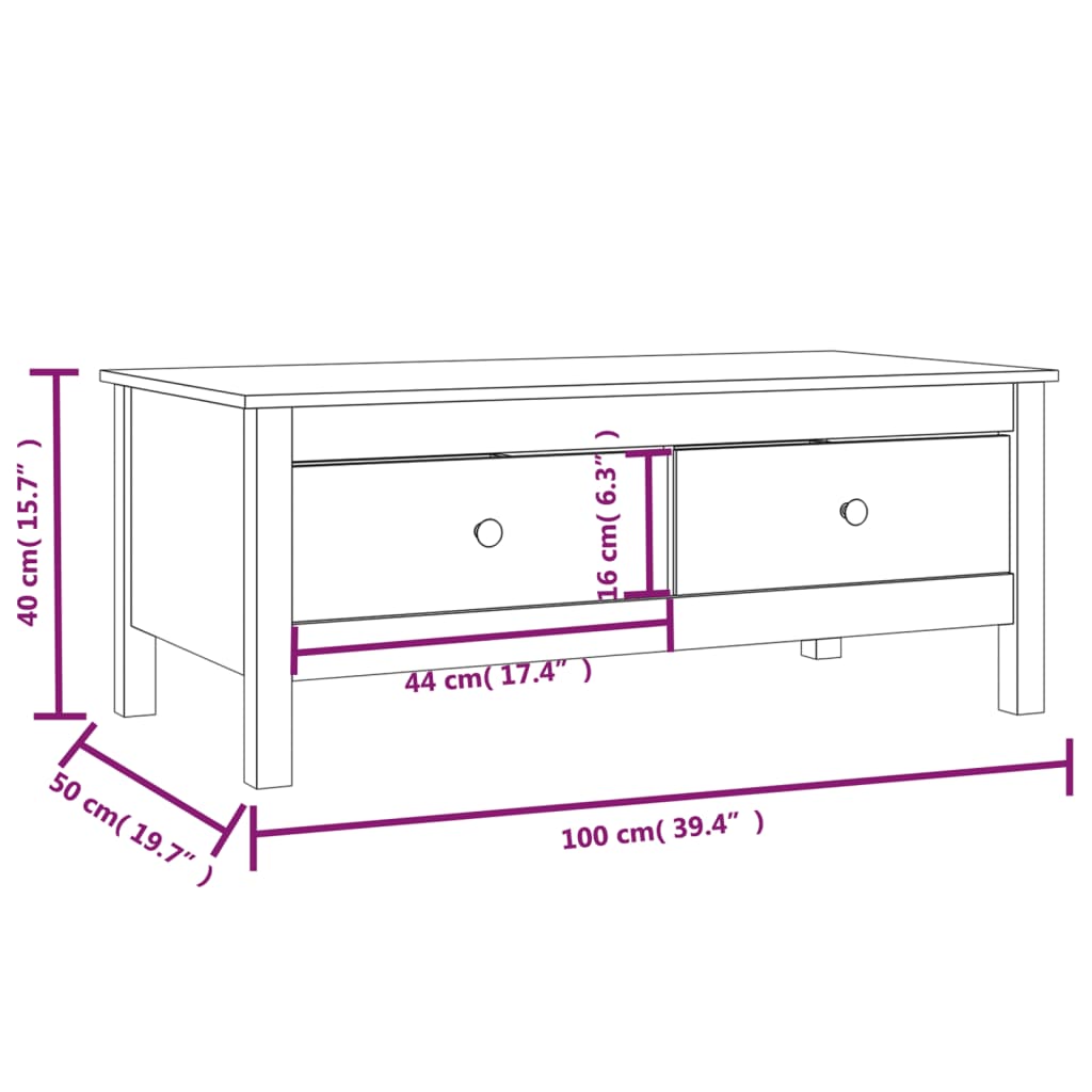 Konferenční Stolek 100 X 50 X 40 Cm Masivní Borové Dřevo