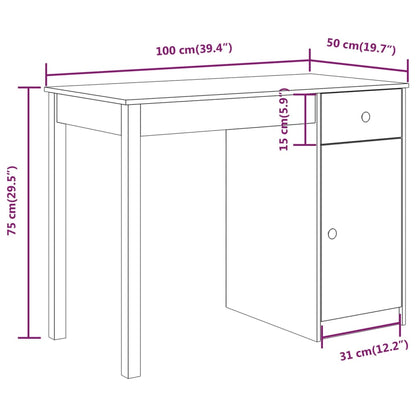 Psací Stůl 100 X 50 X 75 Cm Masivní Borové Dřevo