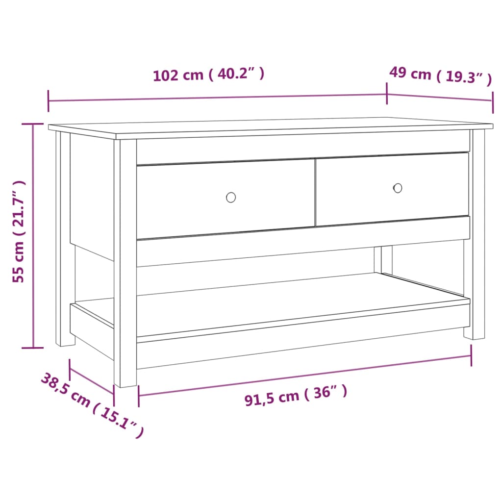 Konferenční Stolek 102 X 49 X 55 Cm Masivní Borové Dřevo