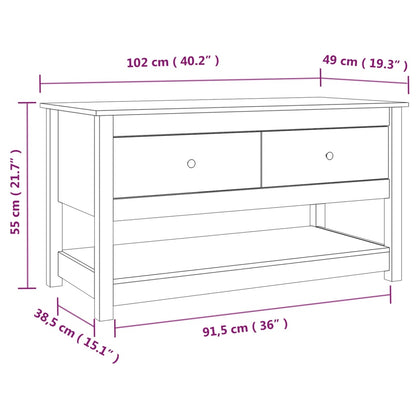 Konferenční Stolek Černý 102 X 49 X 55 Cm Masivní Borové Dřevo