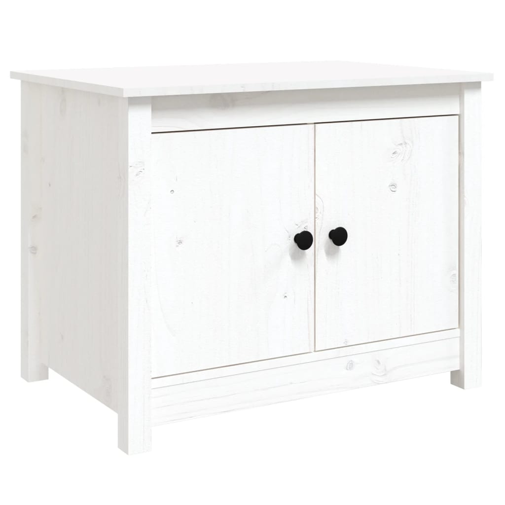 Konferenční Stolek Bílý 71 X 49 X 55 Cm Masivní Borové Dřevo