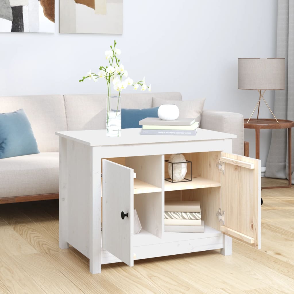 Konferenční Stolek Bílý 71 X 49 X 55 Cm Masivní Borové Dřevo