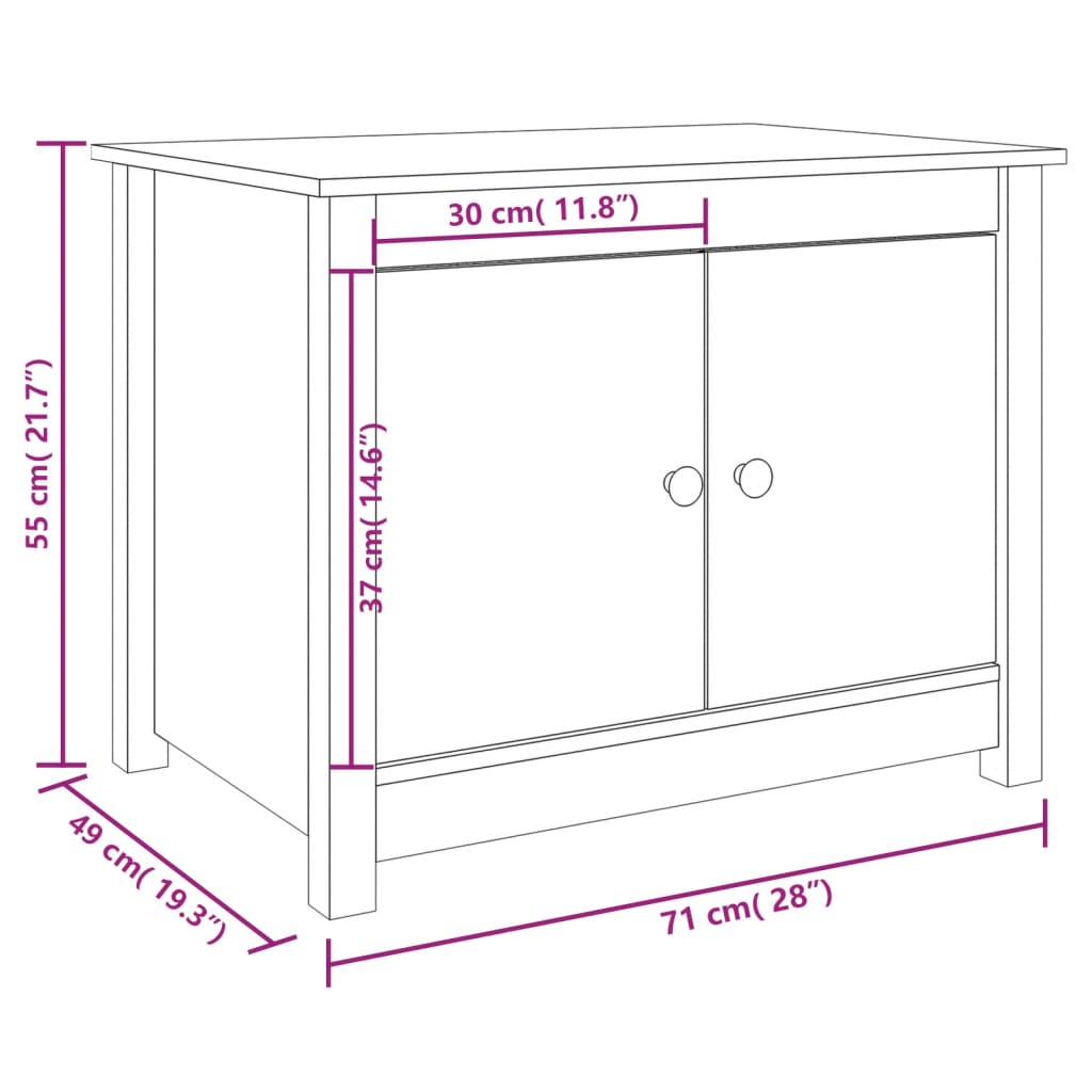Konferenční Stolek Bílý 71 X 49 X 55 Cm Masivní Borové Dřevo