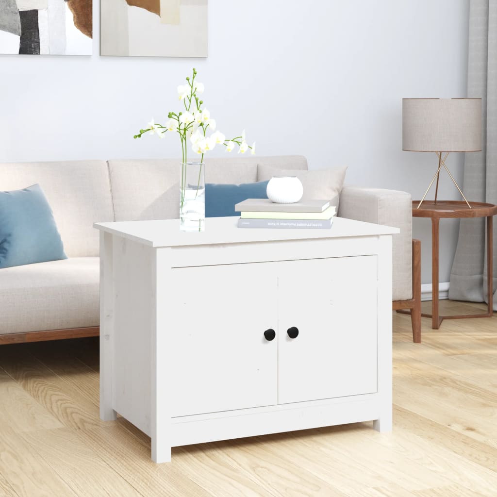 Konferenční Stolek Bílý 71 X 49 X 55 Cm Masivní Borové Dřevo