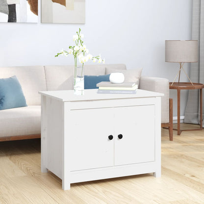 Konferenční Stolek Bílý 71 X 49 X 55 Cm Masivní Borové Dřevo