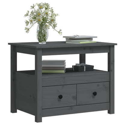 Konferenční Stolek Šedý 71 X 49 X 55 Cm Masivní Borové Dřevo