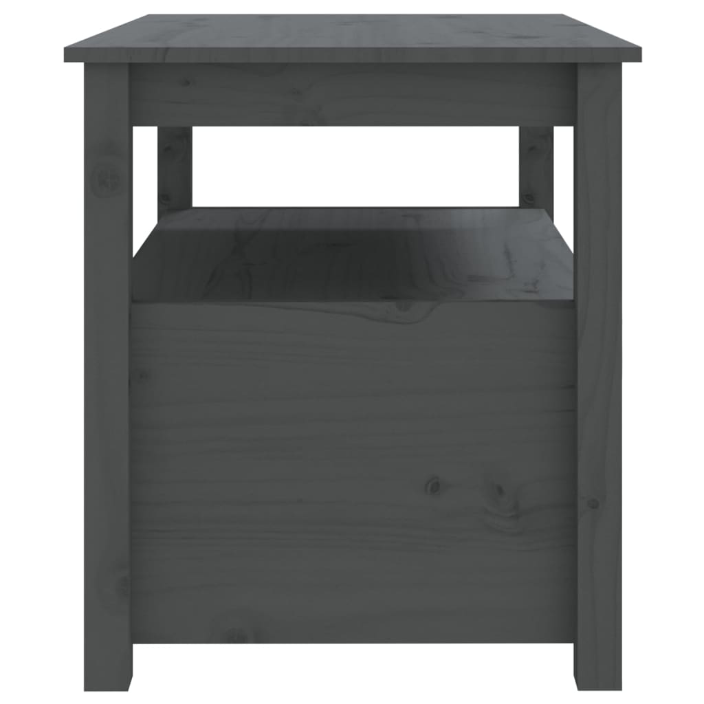 Konferenční Stolek Šedý 71 X 49 X 55 Cm Masivní Borové Dřevo