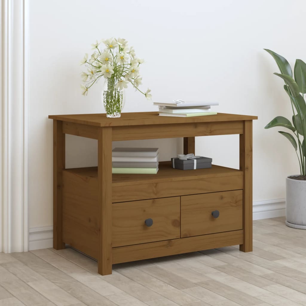 Konferenční Stolek Šedý 71 X 49 X 55 Cm Masivní Borové Dřevo