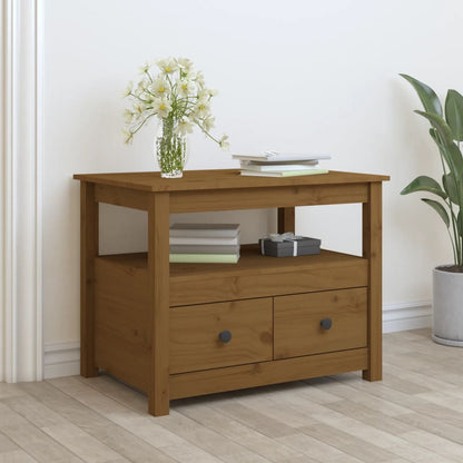 Konferenční Stolek Šedý 71 X 49 X 55 Cm Masivní Borové Dřevo