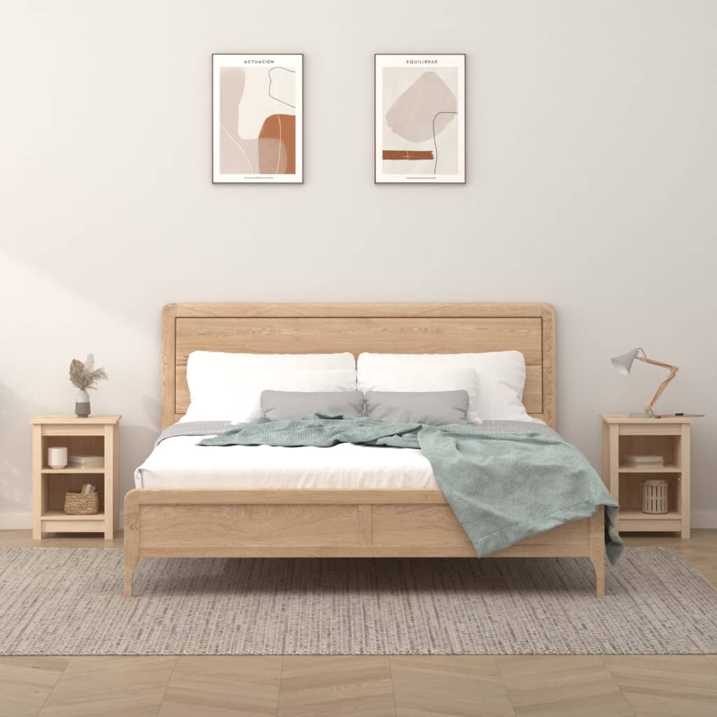 Noční Stolek Černý 40 X 35 X 55 Cm Masivní Borové Dřevo