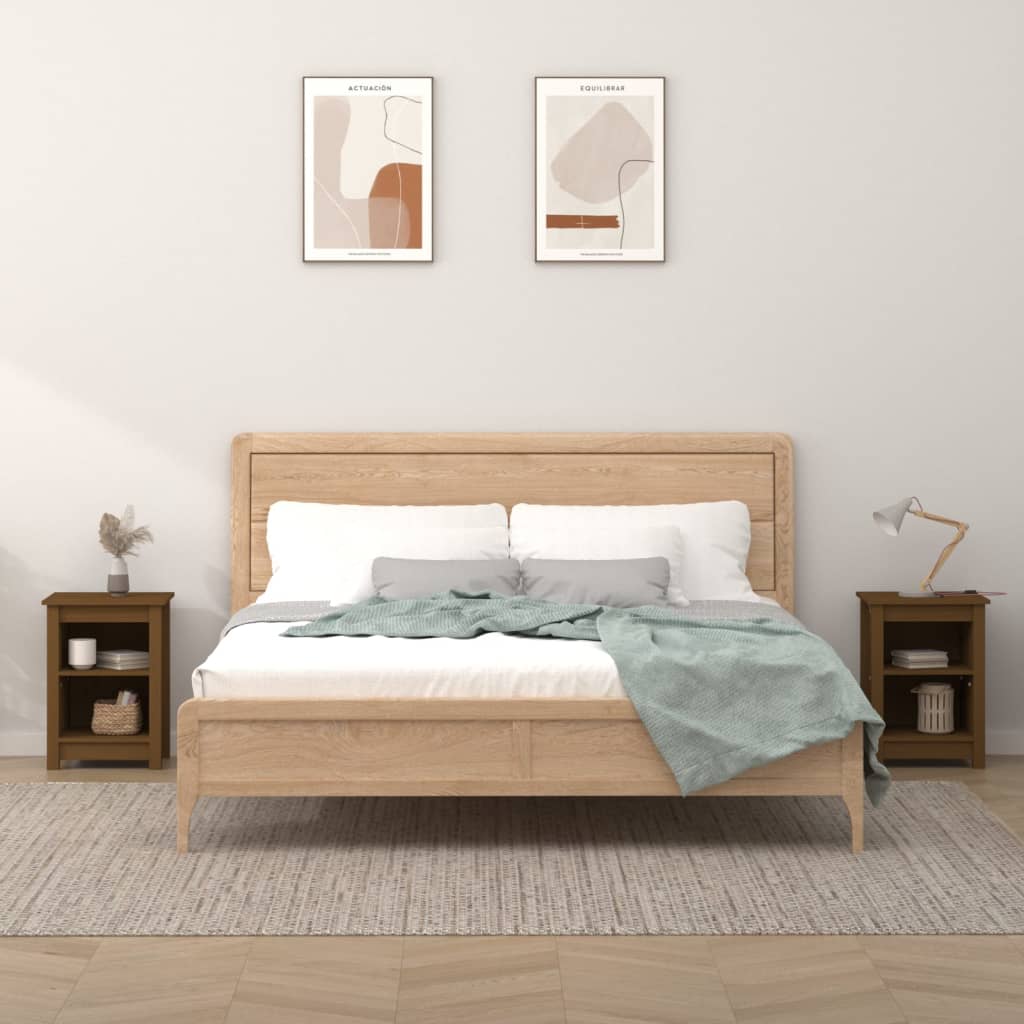 Noční Stolek Černý 40 X 35 X 55 Cm Masivní Borové Dřevo