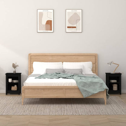 Noční Stolek Černý 40 X 35 X 55 Cm Masivní Borové Dřevo