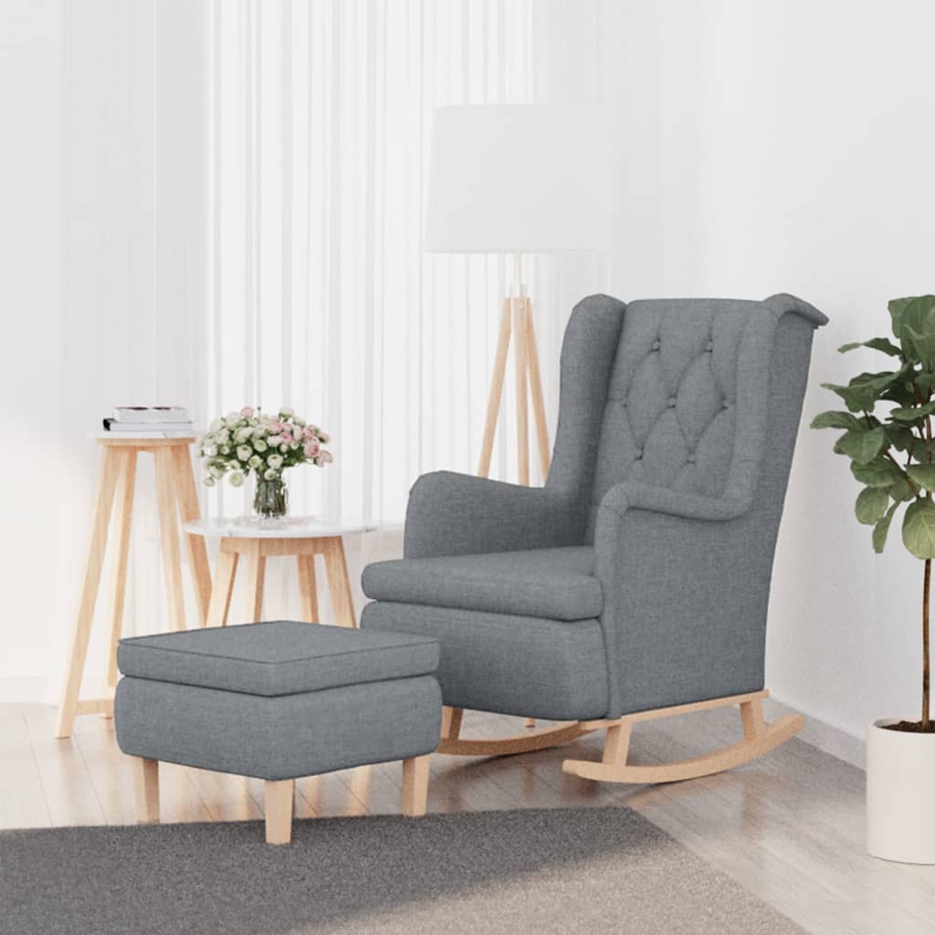 Houpací Křeslo Se Stoličkou Světle Šedé Textil