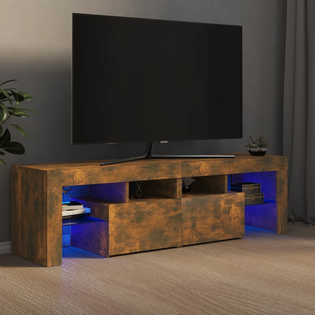 Tv Skříňka S Led Osvětlením Betonově Šedá 140 X 36,5 X 40 Cm