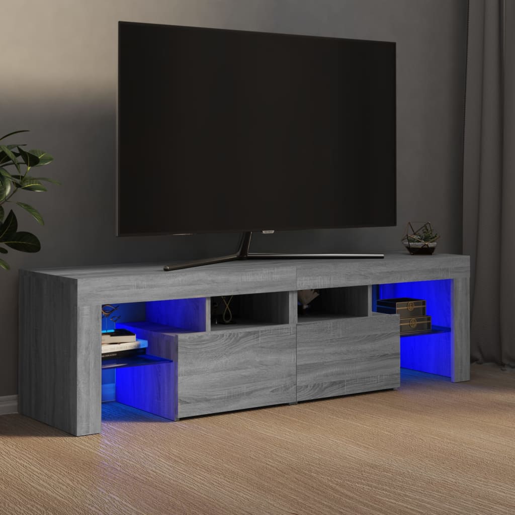 Tv Skříňka S Led Osvětlením Betonově Šedá 140 X 36,5 X 40 Cm