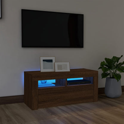 Tv Skříňka S Led Osvětlením Betonově Šedá 90 X 35 X 40 Cm