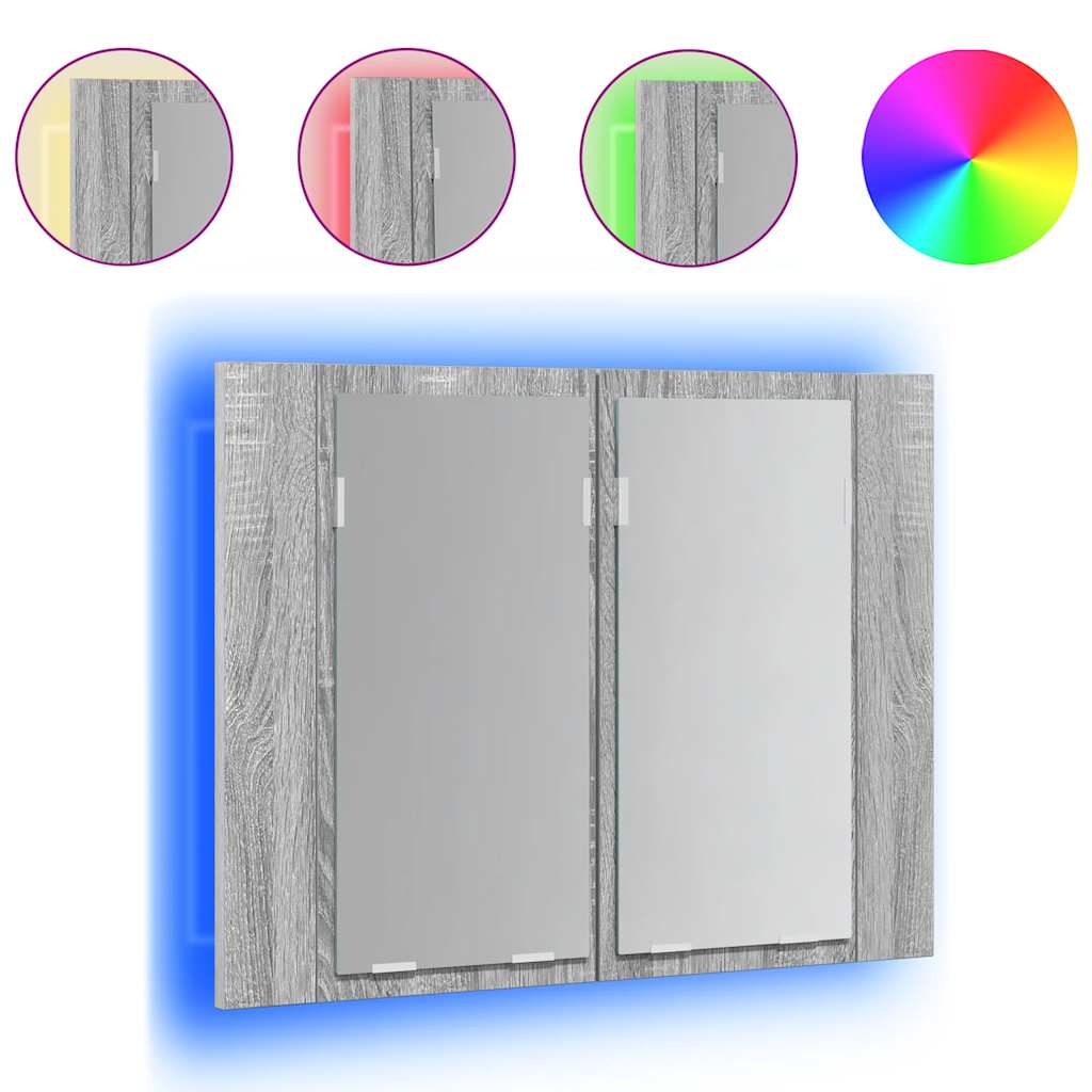 Zrcadlová Skříňka S Led Šedá Sonoma 60X12X45Cm Kompozitní Dřevo