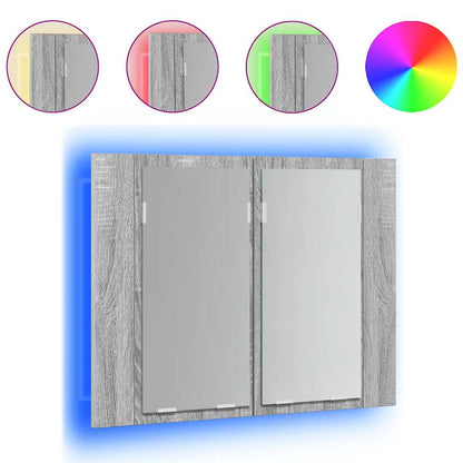 Zrcadlová Skříňka S Led Šedá Sonoma 60X12X45Cm Kompozitní Dřevo