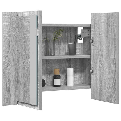 Zrcadlová Skříňka S Led Šedá Sonoma 60X12X45Cm Kompozitní Dřevo
