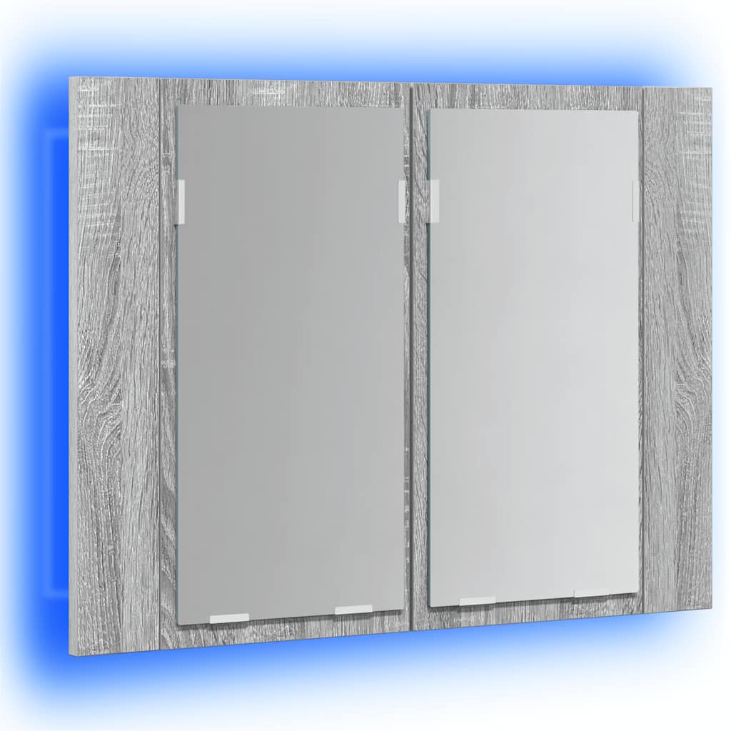 Zrcadlová Skříňka S Led Šedá Sonoma 60X12X45Cm Kompozitní Dřevo