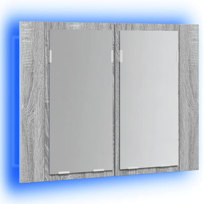 Zrcadlová Skříňka S Led Šedá Sonoma 60X12X45Cm Kompozitní Dřevo