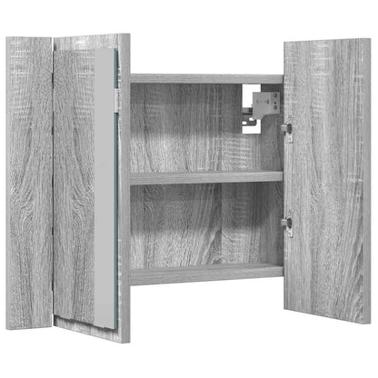 Zrcadlová Skříňka S Led Šedá Sonoma 60X12X45Cm Kompozitní Dřevo