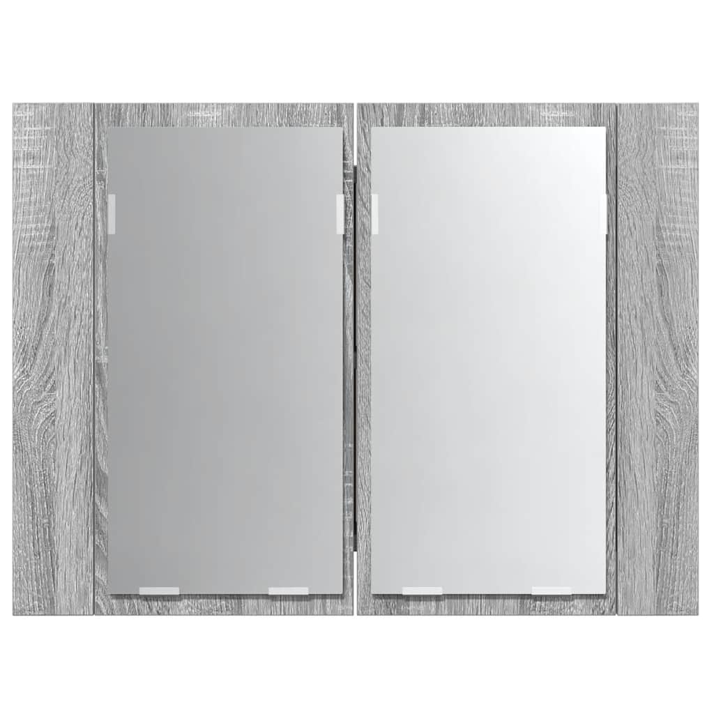 Zrcadlová Skříňka S Led Šedá Sonoma 60X12X45Cm Kompozitní Dřevo