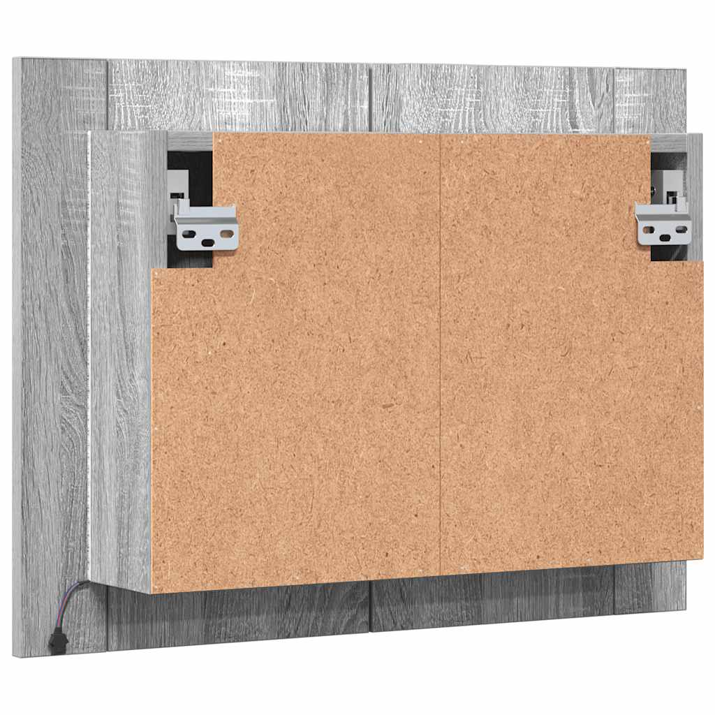 Zrcadlová Skříňka S Led Šedá Sonoma 60X12X45Cm Kompozitní Dřevo
