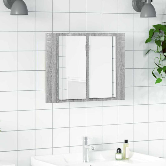 Zrcadlová Skříňka S Led Šedá Sonoma 60X12X45Cm Kompozitní Dřevo