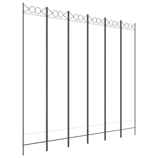 6Dílný Paraván Bílý Textil Bílá