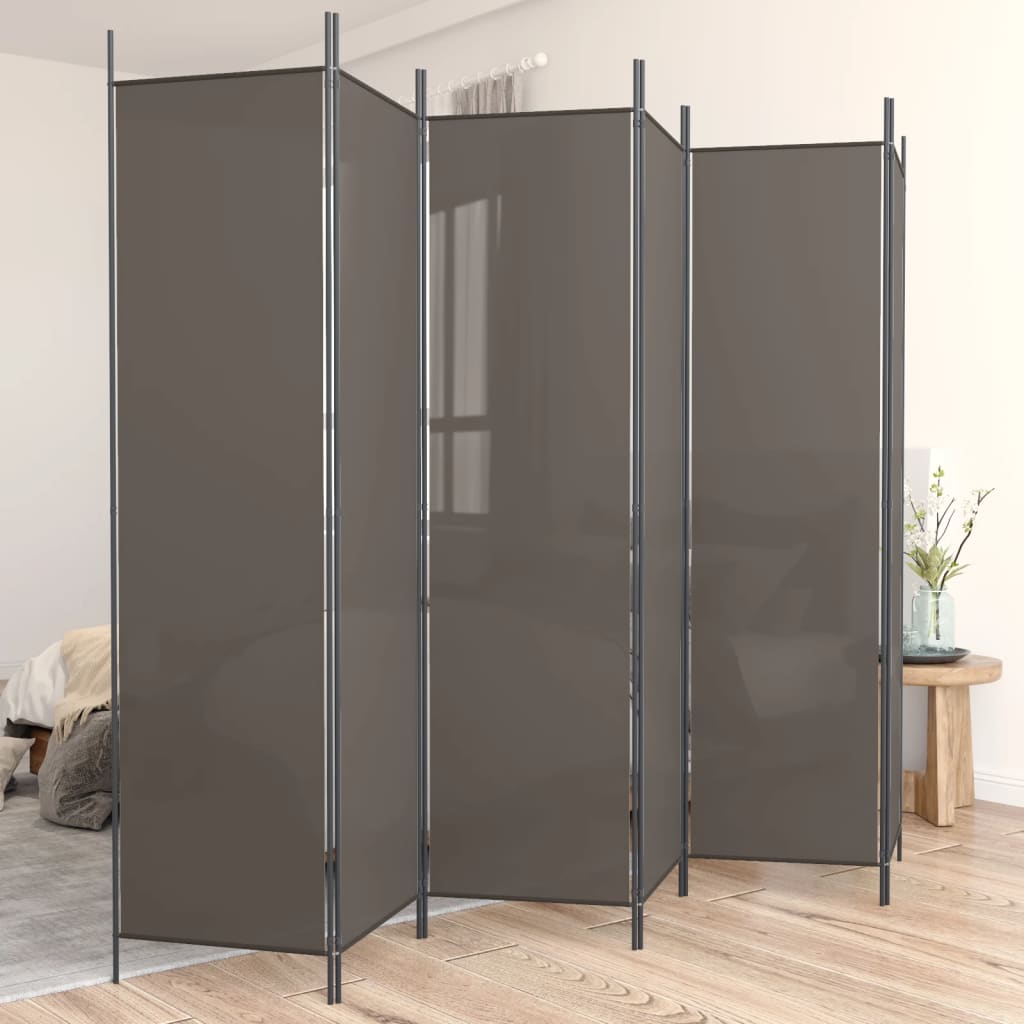 5Dílný Paraván Antracitový Textil Antracitová
